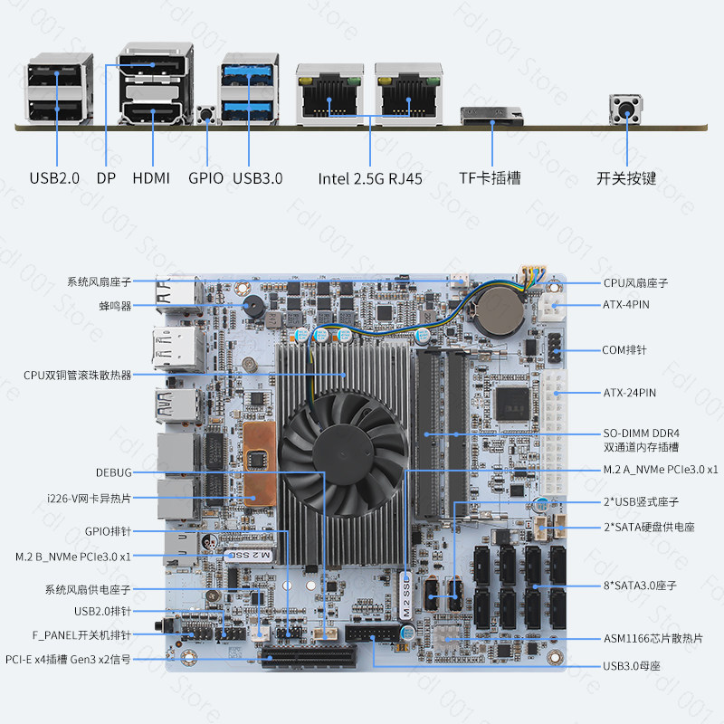 Scheda Madre NAS I5 8265UES 8  - Nas Motherboard 8 Sata Mini Itx recensione e prezzo
